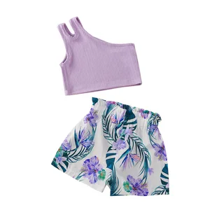 Bbay Toddler Girls Fashion Summer Clothes Outfits 2 6 Years Old Kids Stripe Ruffles Vest T-Shirt Shorts Pants  2 Piece Sets