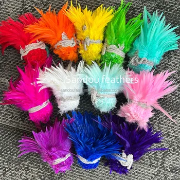 Wholesale 4-6" Dyed Rooster Saddle Strung Feathers in Multiple Colors for Fly Tying Carnival Samba Festival Decorations