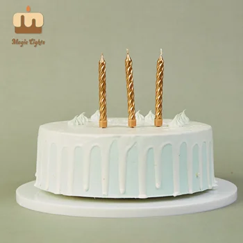 Manufacturer Wholesale Custom Happy Birthday Gift Celebration Decoration Items Gold Silver Cake Party Curve Candles