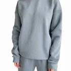 Low Moq Kangaroo Pocket Drawstring Fleece Plus Size Drop Shoulder Women Sweatshirt Set
