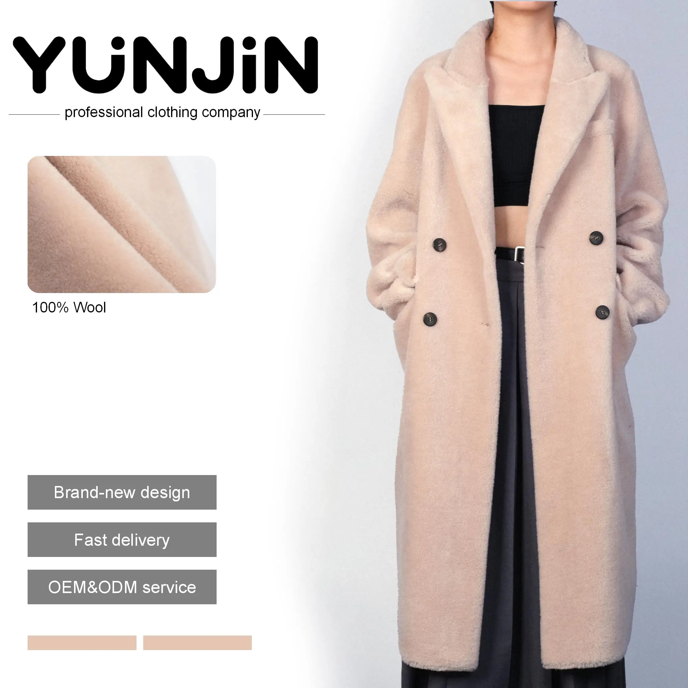 YUNJIN Womens Premium Double Breasted Winter Coat Long