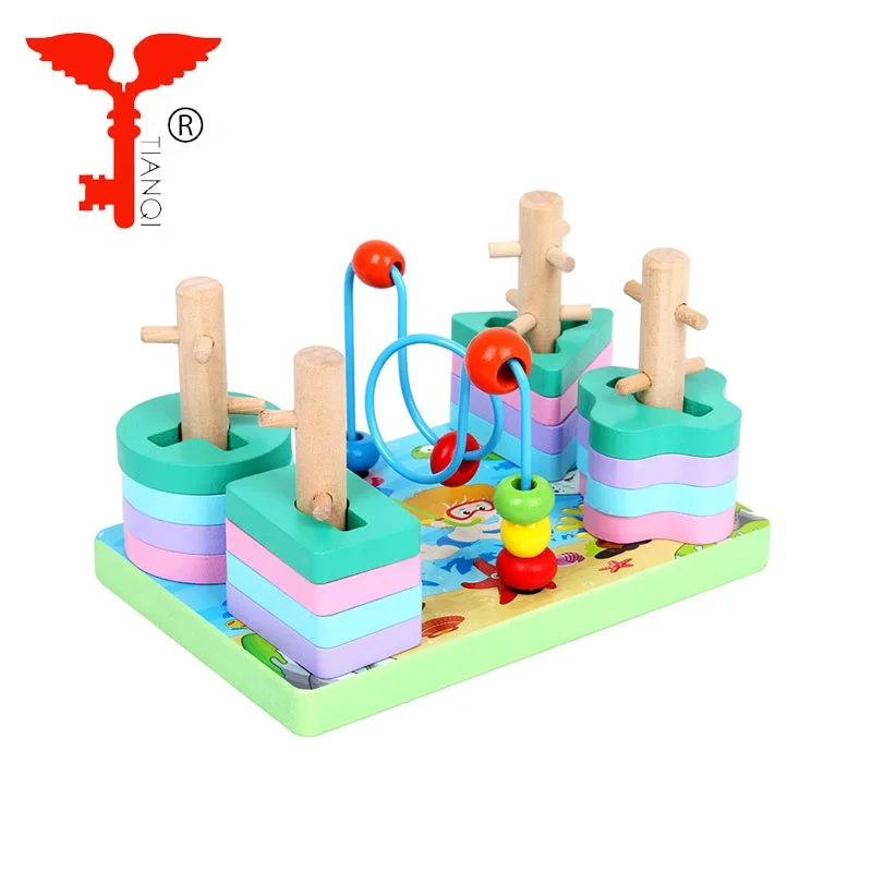 Tower Shape Model Building Block Educational Wooden Toy for Kids