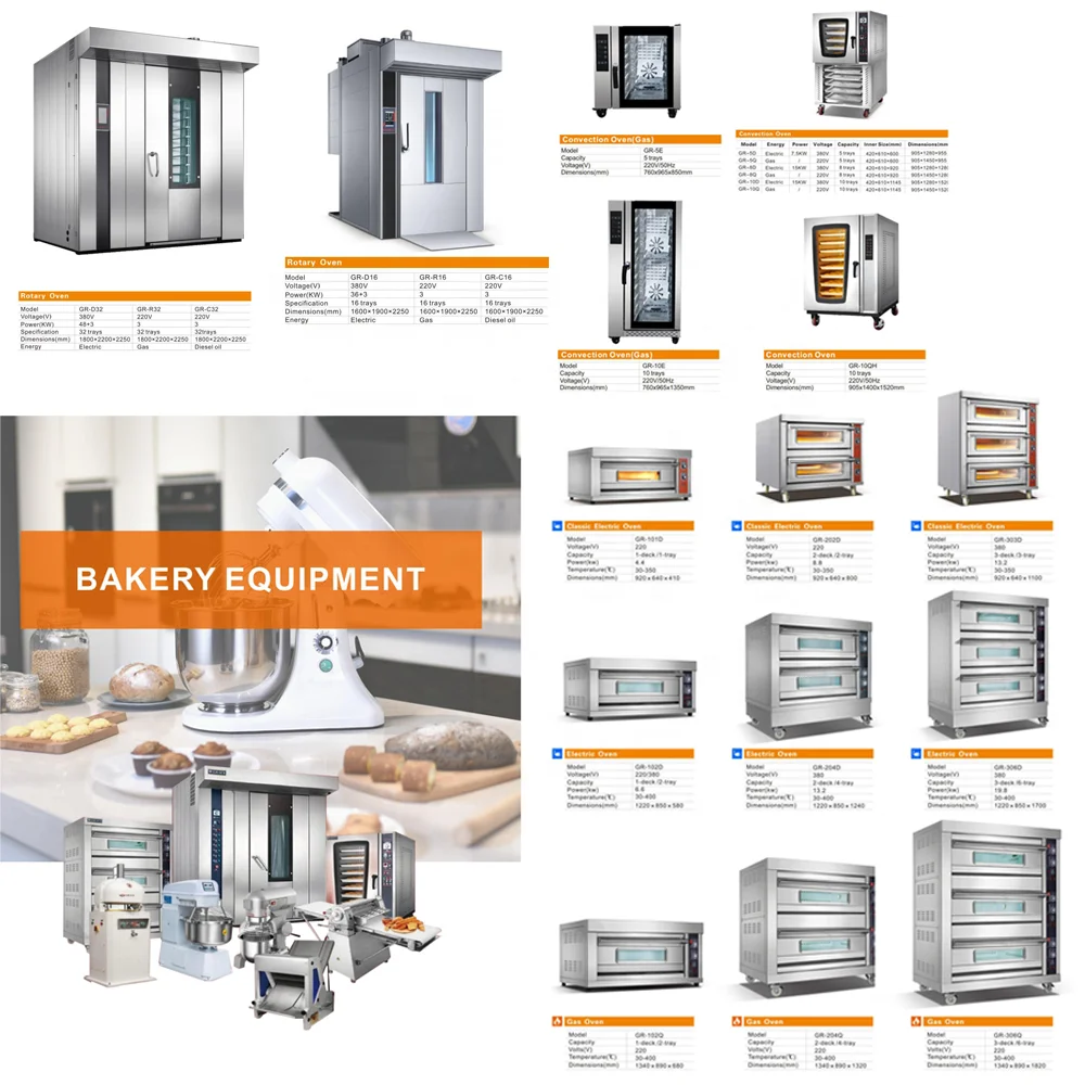 Commercial Kitchen Cooking Bakery Complet Equipment Baking Gas Electric