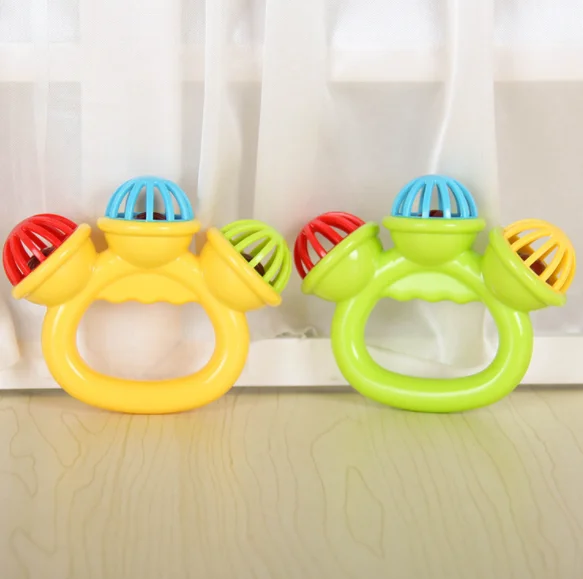 Пластиковый ручной Бубер, колокольчики, Детский шейкер, музыкальные ритмичные игрушки, Детский развивающий музыкальный колокольчик, погремушка