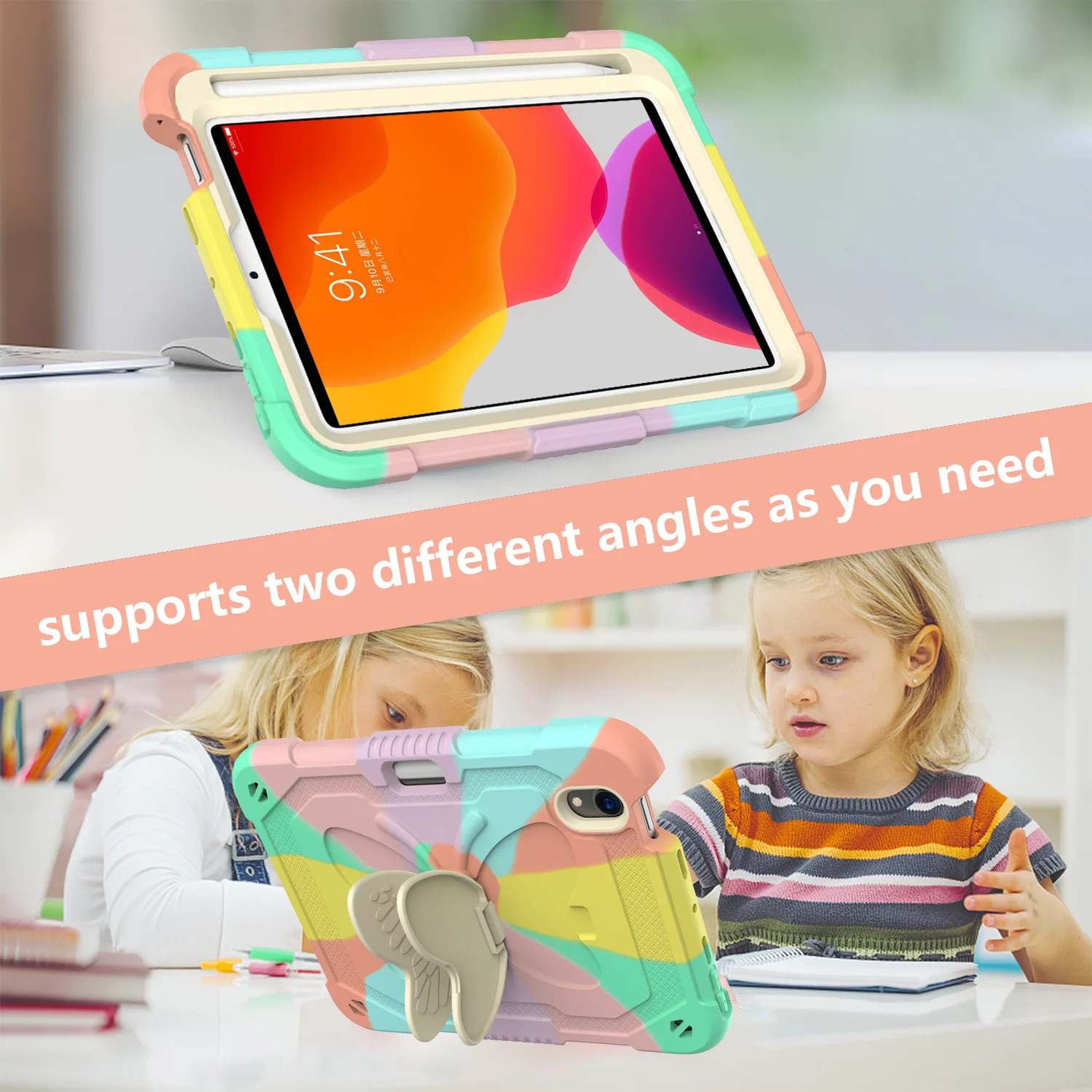 Heavy Duty Shockproof Protective Case for IPad Mini 6 2021 Lightweight Shockproof Handle Stand Rugged Cover