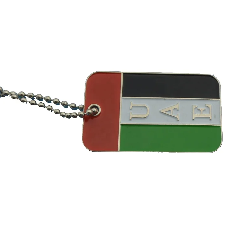 矩形uae国家国旗铁材料雕刻人狗吊牌长球链项链 Buy 矩形阿联酋国旗项链配圆珠链 阿联酋铁材料刻在人类狗牌 阿联酋人狗牌长球链项链
