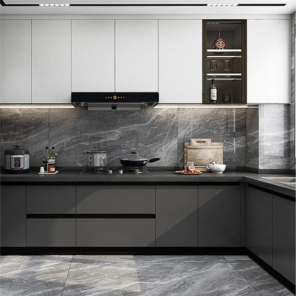 Top Manufacturer Complete Modern Designs PVC Lacquer Kitchen Furniture Modular Wooden Kitchen Cupboard Custom Kitchen Cabinet