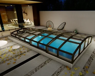 Sunnyjoy Automatic Retractable Aluminum Hard Plastic Swimming Pool ...