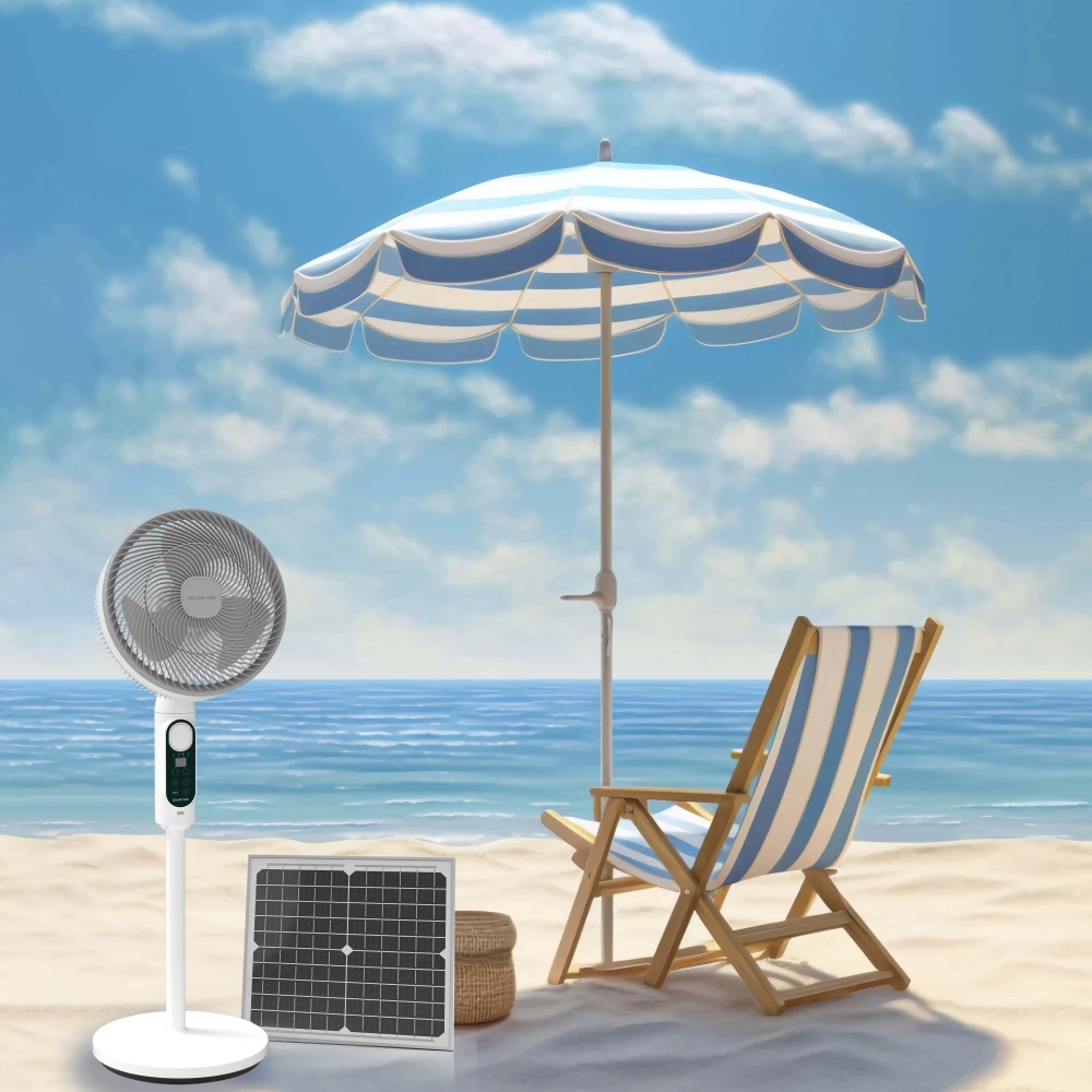 Outdoor Home Solar Powered Fan Rechargeable LED Light DC Solar Fan With Solar Panel