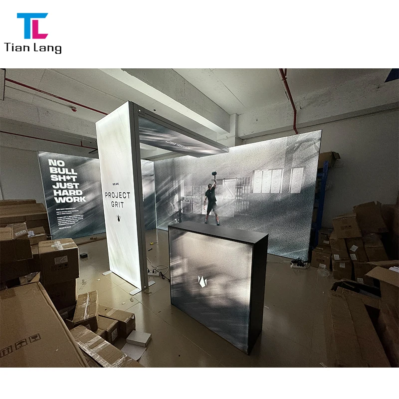 10x20ft Hochwertiger Leichtbau Modulares Aluminiumrahmen Tragbarer Werbeaufsteller SEG LED-Leuchtkasten Beleuchteter Messestand