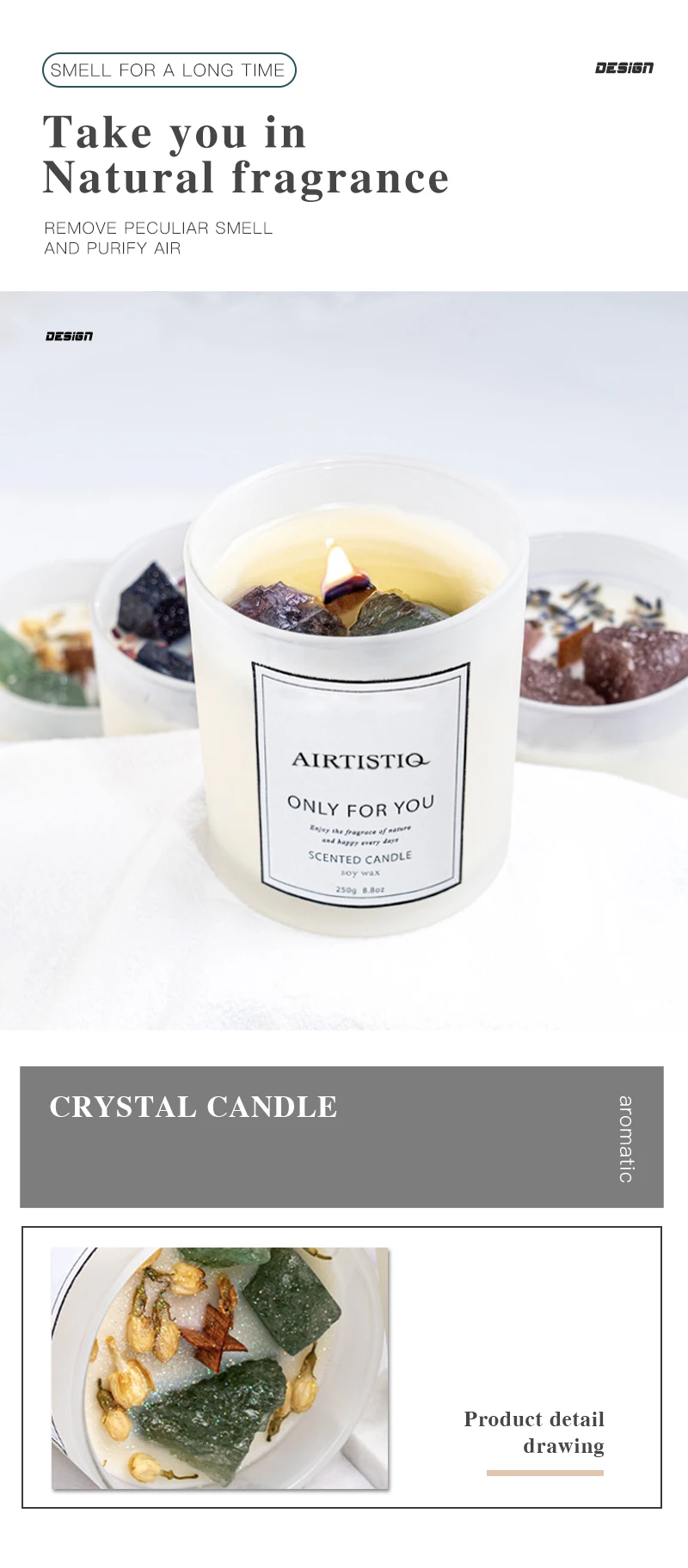 Crystal Candle Wholesale Factory Customization Romantic Soy Candles Private Label Crystal