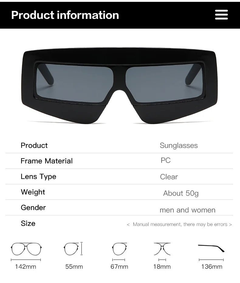 Lbashades 2022 Rectangle Frame One Piece Lens Sunglasses Women Men ...