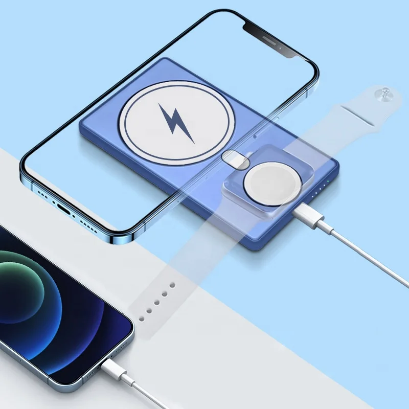 High Quality in Wireless Charger 5000mAh Magnetic Power Bank External  Battery Case for iPhone 13 USB Power for Apple Watch