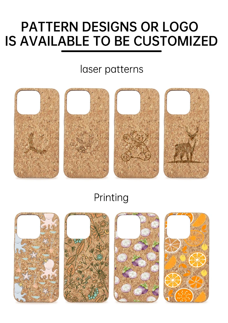 For Eco Friendly 11 12 14 15 Pro Max Wood Case Mobile Phone Cork Iphone