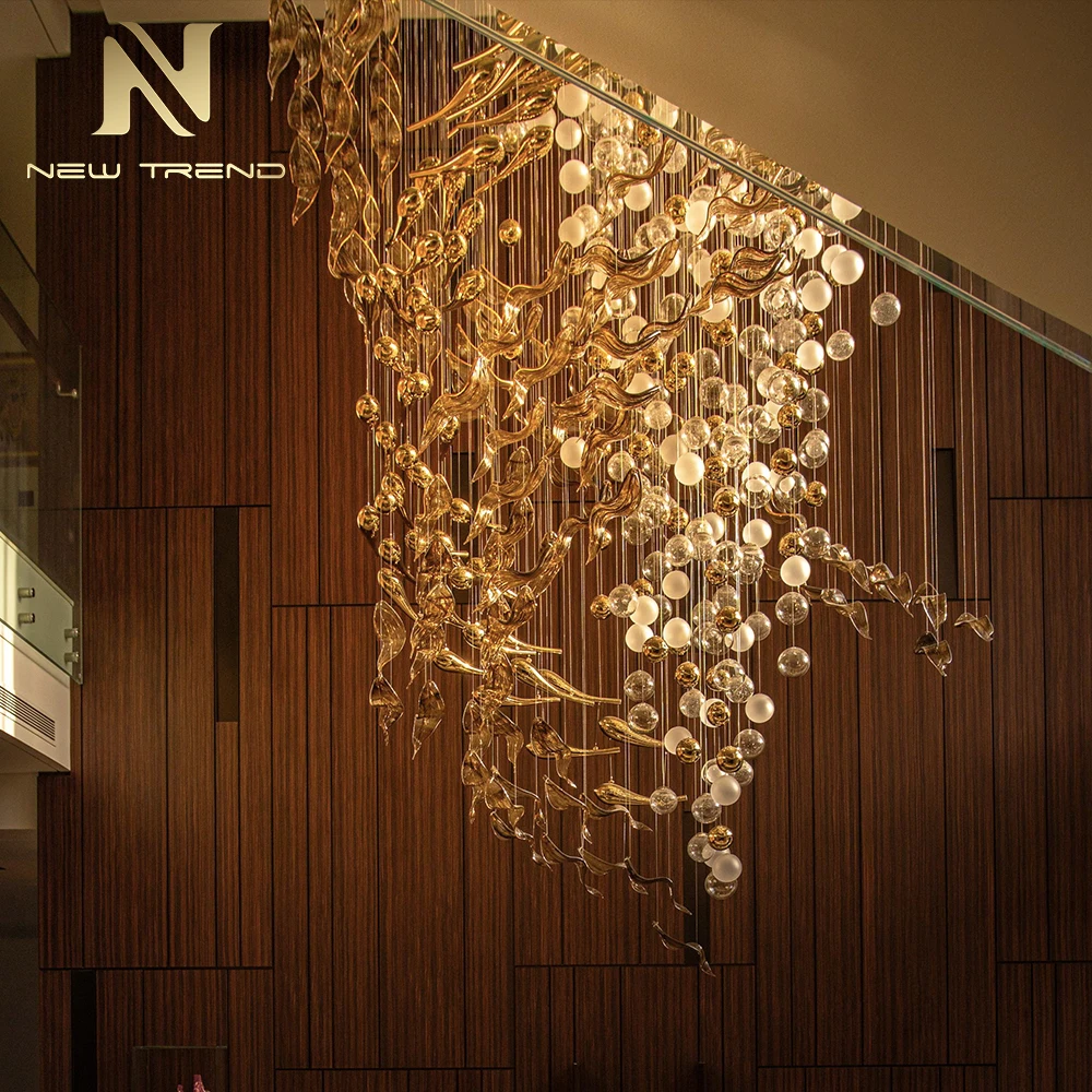 CPL-467 Grand Custom Glass Chandelier Oversized Contemporary Centerpiece for Commercial Lobby & Showroom Project