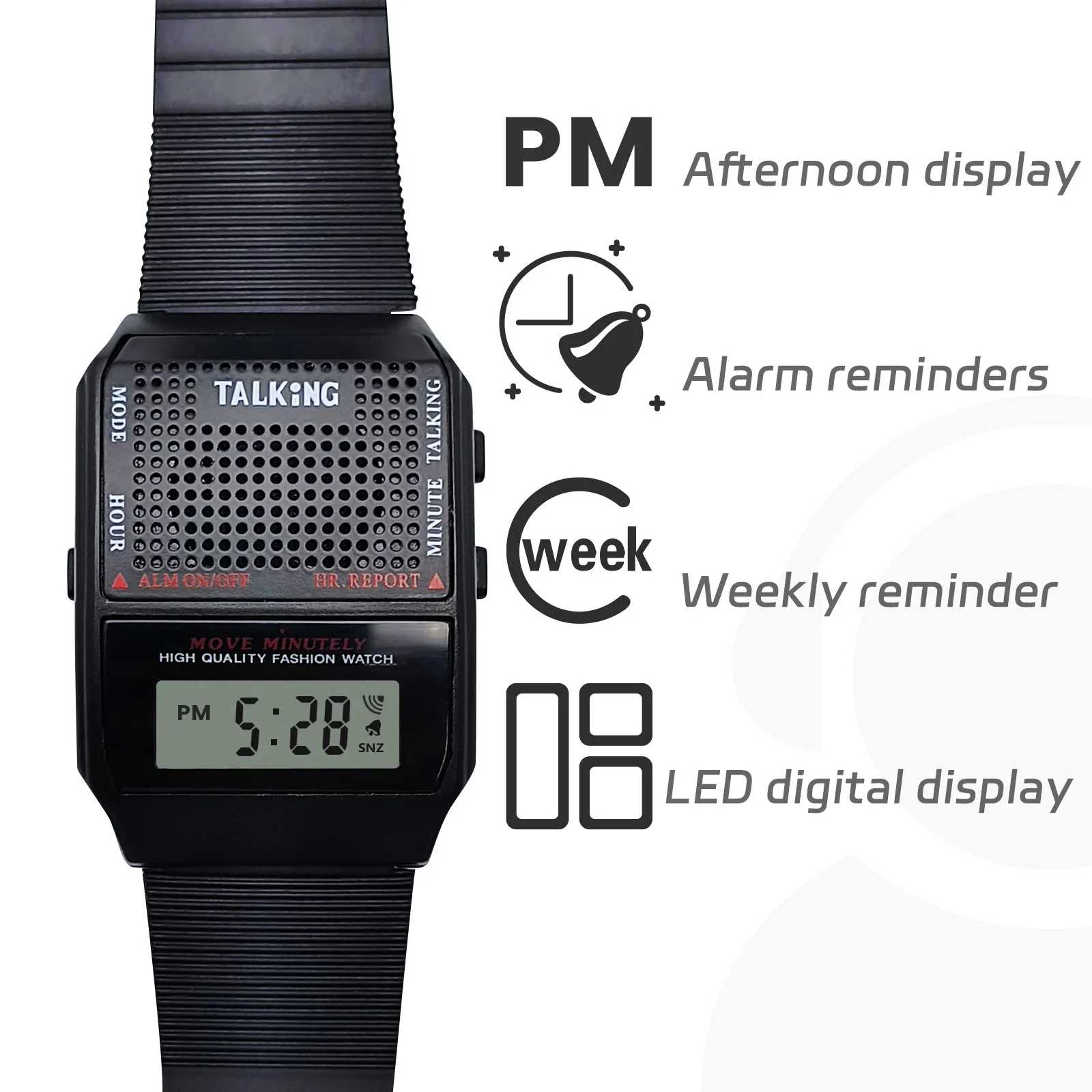 German Digital Talking Watch With Time and Alarm for Visually Impaired and Blind People