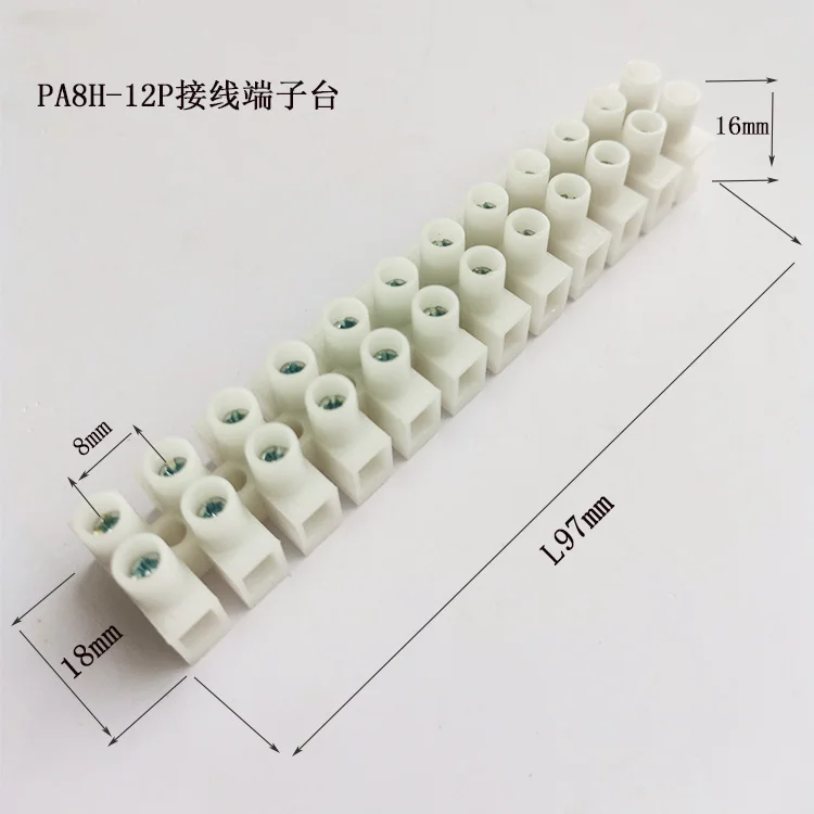 Universal Electric Terminal Block Pa8h-12p Cross Screw-tab Terminal 17 