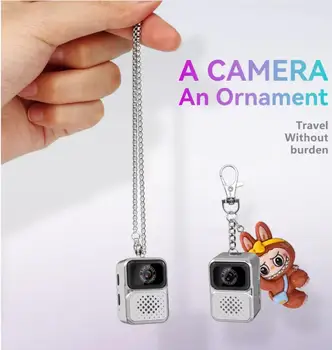 Sport Mini Digital Camera with Necklace Strap Portable Gift for Kids Student Photography Video Recording detail image