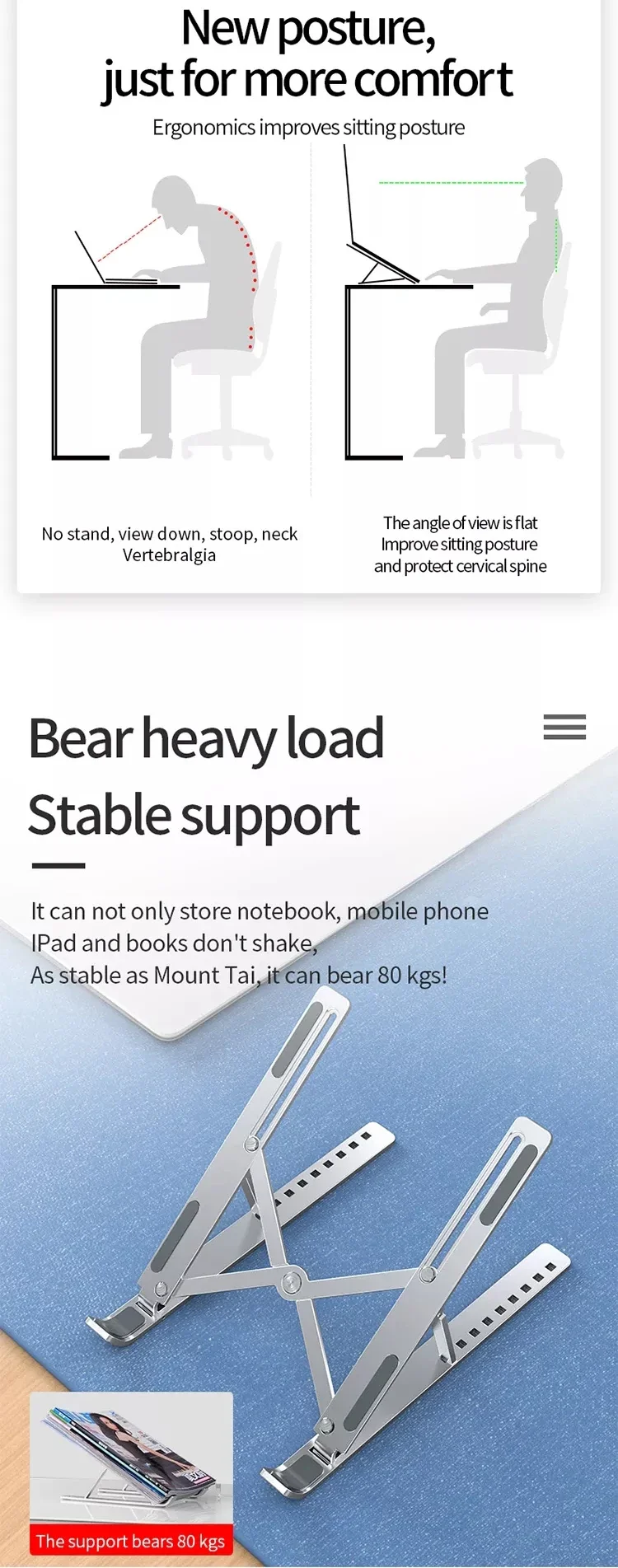 Welcome OEM Order, Factory Whole Selling Promotional Aluminum Product Portable Adjustable Laptop Stand Notebook For Mabook Tablet Foldable Holder - Buy Factory Directly Sale Notebook Holder Riser Stand Tablet For Office Use custom Logo Silver Adjustable Laptop Stand multifunctional Metal Adjustable Laptop Holder Foldable Portable Aluminum Stand