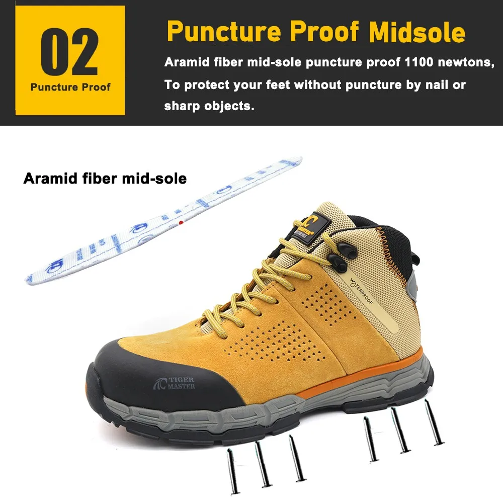 Oil Acid Resistant Anti Slip Rubber Outsole Safety Shoes Fiberglass Toe ...