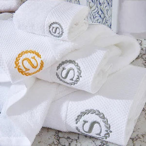 Wholesale Star Hotel Luxury Bathroom Custom Logo 100% Cotton White Hand Face Bath Towels Set Soft High Absorbency