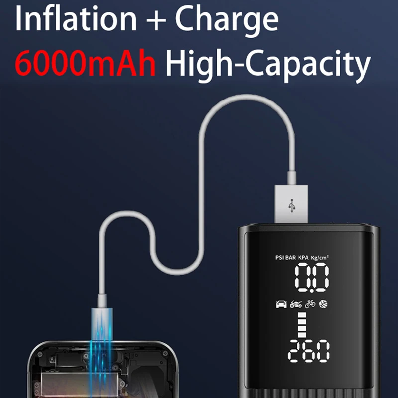 PCMOS Tire Inflator Wireless Car Portable Cordless Small Intelligent Digital Display Car Inflatable Pump Rechargeable Air Pump - view 5