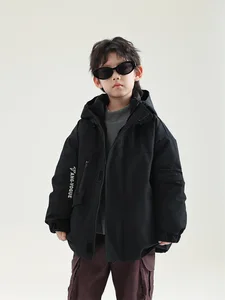 Kids' Thermal Snow Jacket with Hood-Lightweight Waterproof Breathable Polyester Insulated Zipper Closure