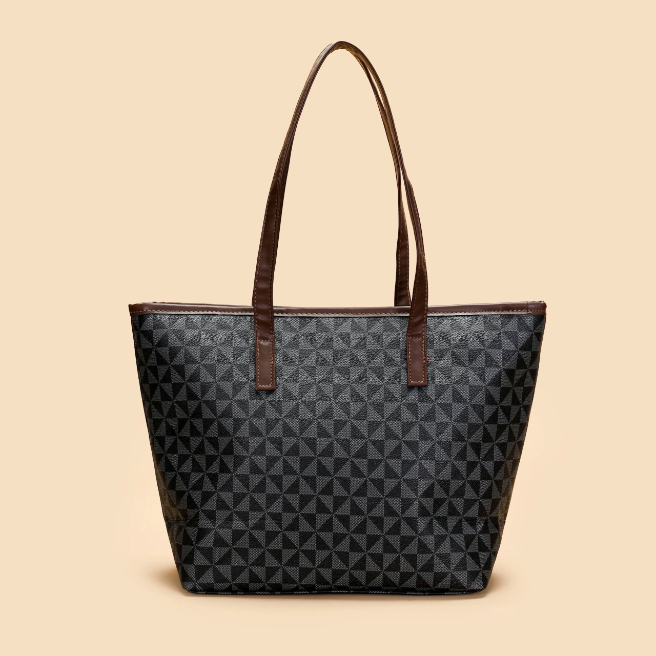 Large Capacity Fashion Printed Women's PU Single Strap Shoulder Tote Bag Handbag Zipper Closure Anti-Theft Waterproof Portable