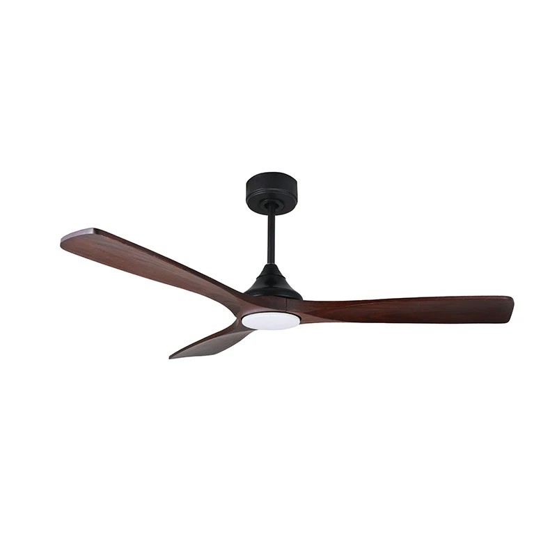 Modern Luxury 52-Inch Flush Mount Ceiling Fan Light Designer Wooden Grain Blade Electric DC Motor Remote Control Household Hotel