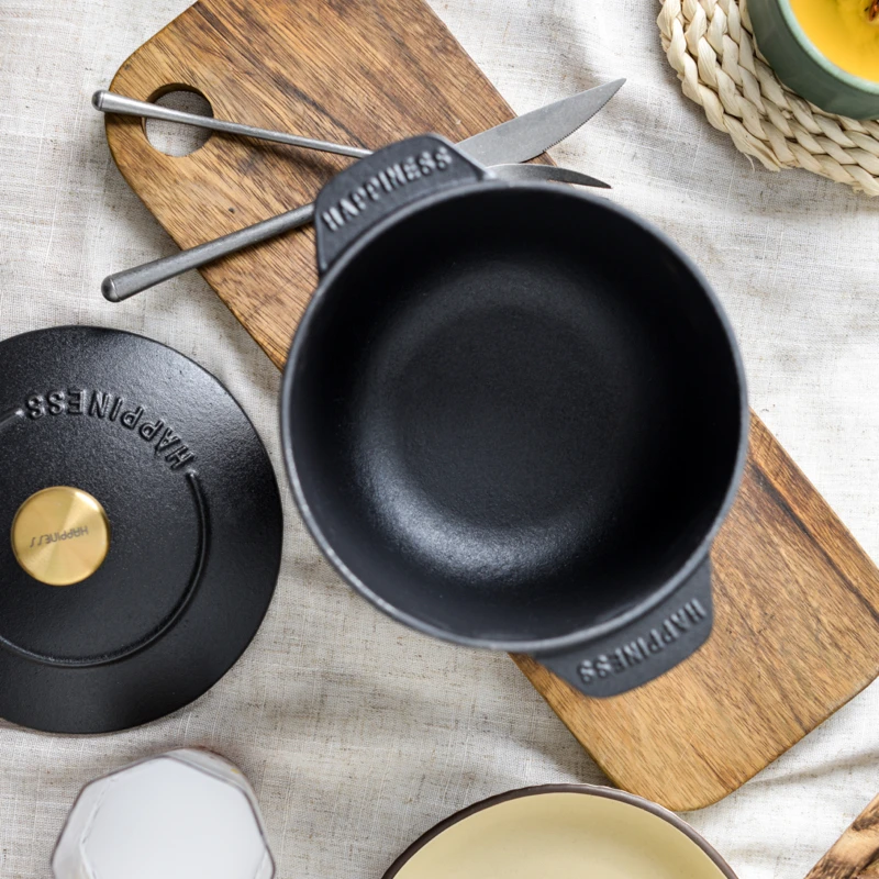 Enamel Cast Iron Soup Pot 16cm Single Person Pot Multifunctional Pot