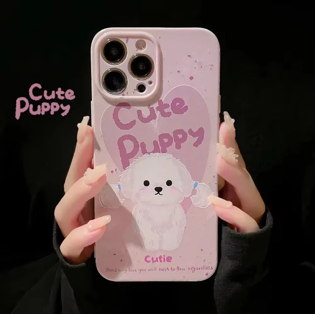 2024 Hot selling Graffiti Oil Painting Puppy Soft Cute Cartoon Full Package  Suitable For iPhone 14 15 ProMax  Apple Phone Case