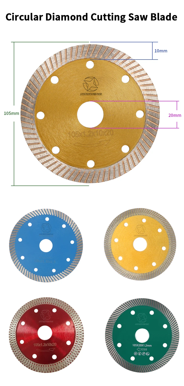 4" Diamond Circular Saw Blade Cutting Disc for Tile Angle Grinder 105x20x1.2MM 