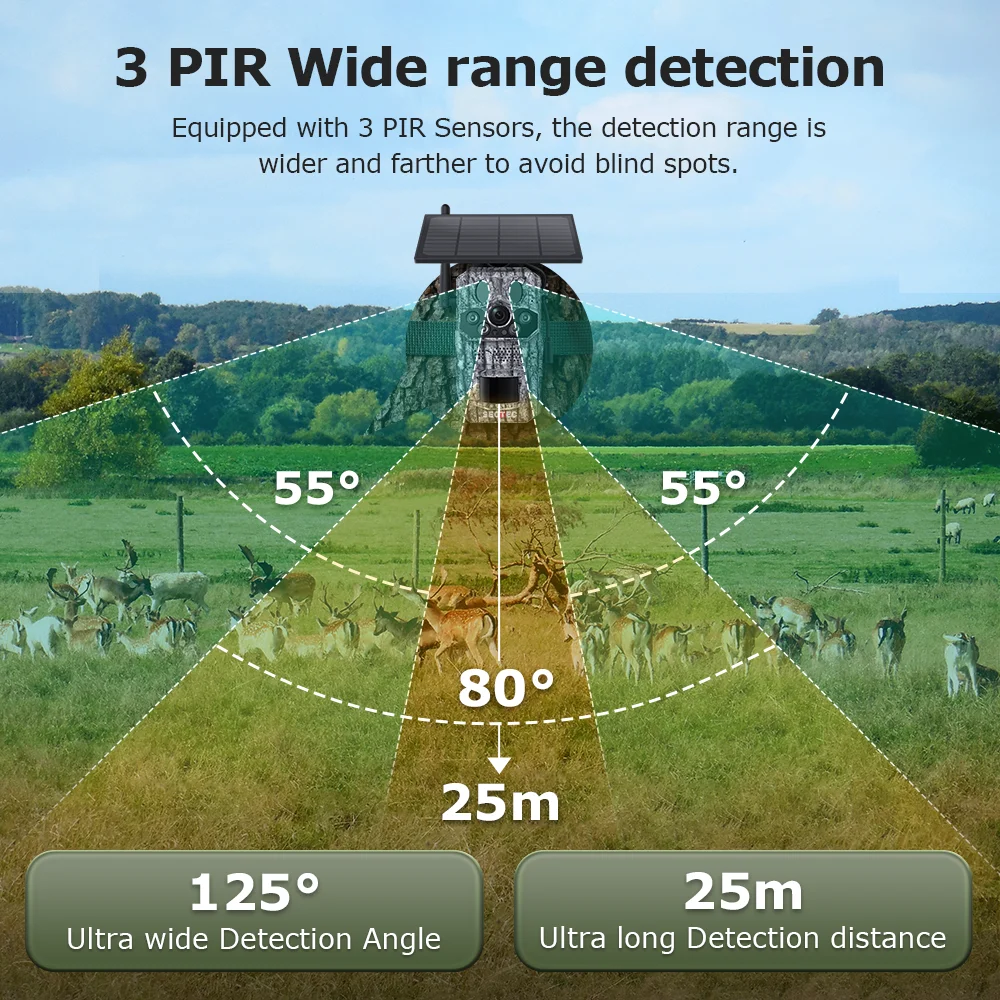 2025 New 4G GPS Field Hunting Camera 940NM Invisible Light 3Pcs PIR  0.1s Trigger Solar Hunting Camera Game and Trail Cameras