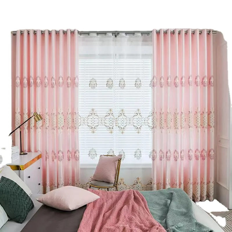luxury curtain head pleated drapes tulle Engineering curtain cloth customized 