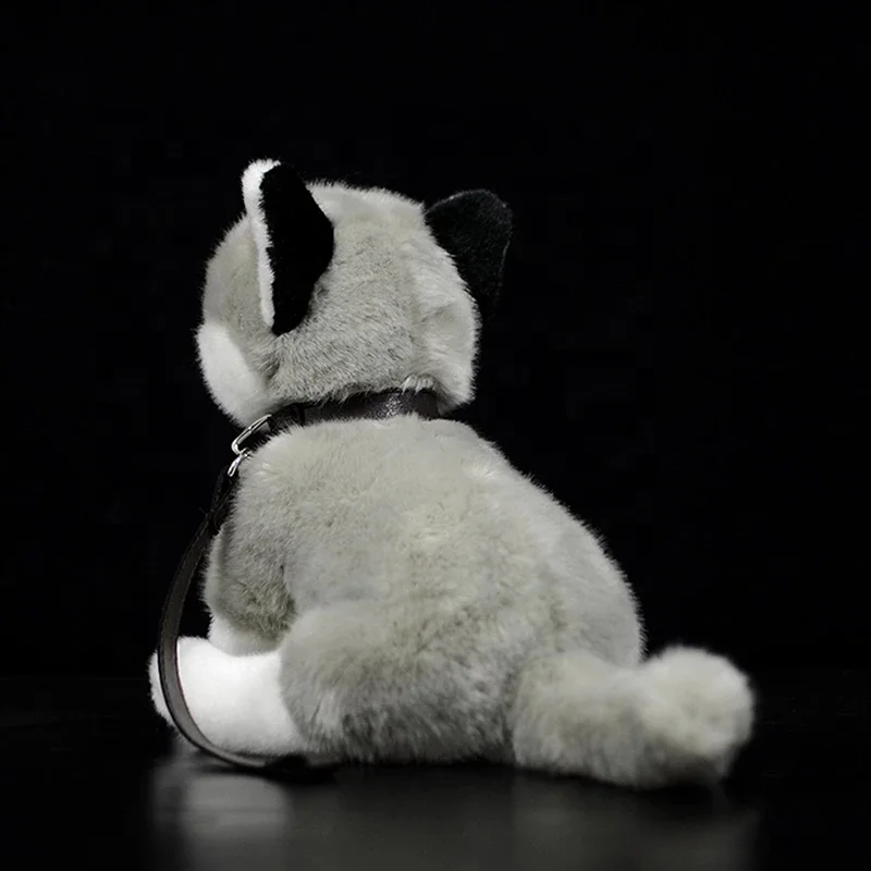 Lifelike Siberian Husky Dog Sitting Plush Toys Realistic Grey Dogs Puppy Stuffed Animal Toy