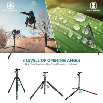 Neewer 77-Inch Camera Tripod for DSLR, 2-in-1 Compact Aluminum Tripod Monopod with 360 Degree Ball Head, 2 Center Axis detail image