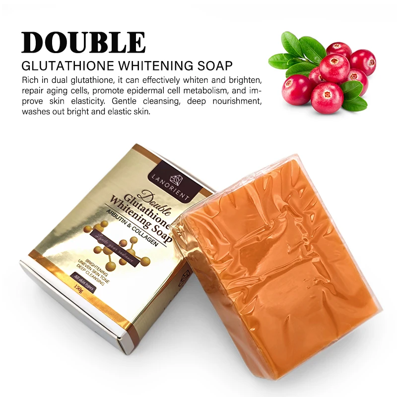 Private Label Lanorient Skin Care Set Double-glutathione Whitening Soap Dark Spot Removal Kojic Acid Handmade Soap