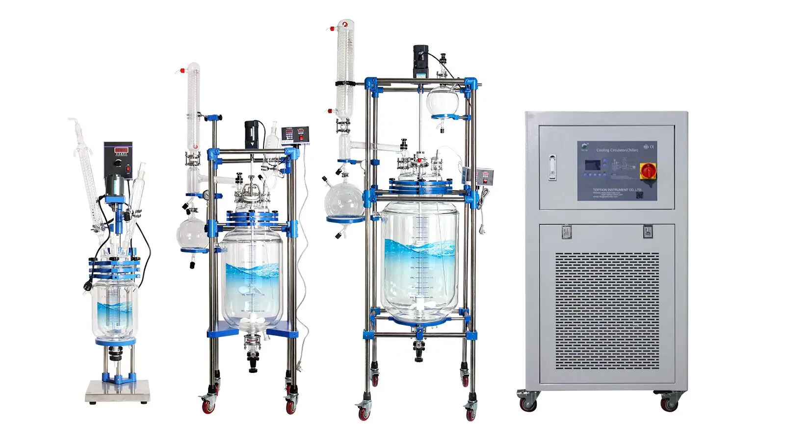 TOPTION Jacketed Glass Reactor 10l Borosilicate Lab Glass Bioreactor Price