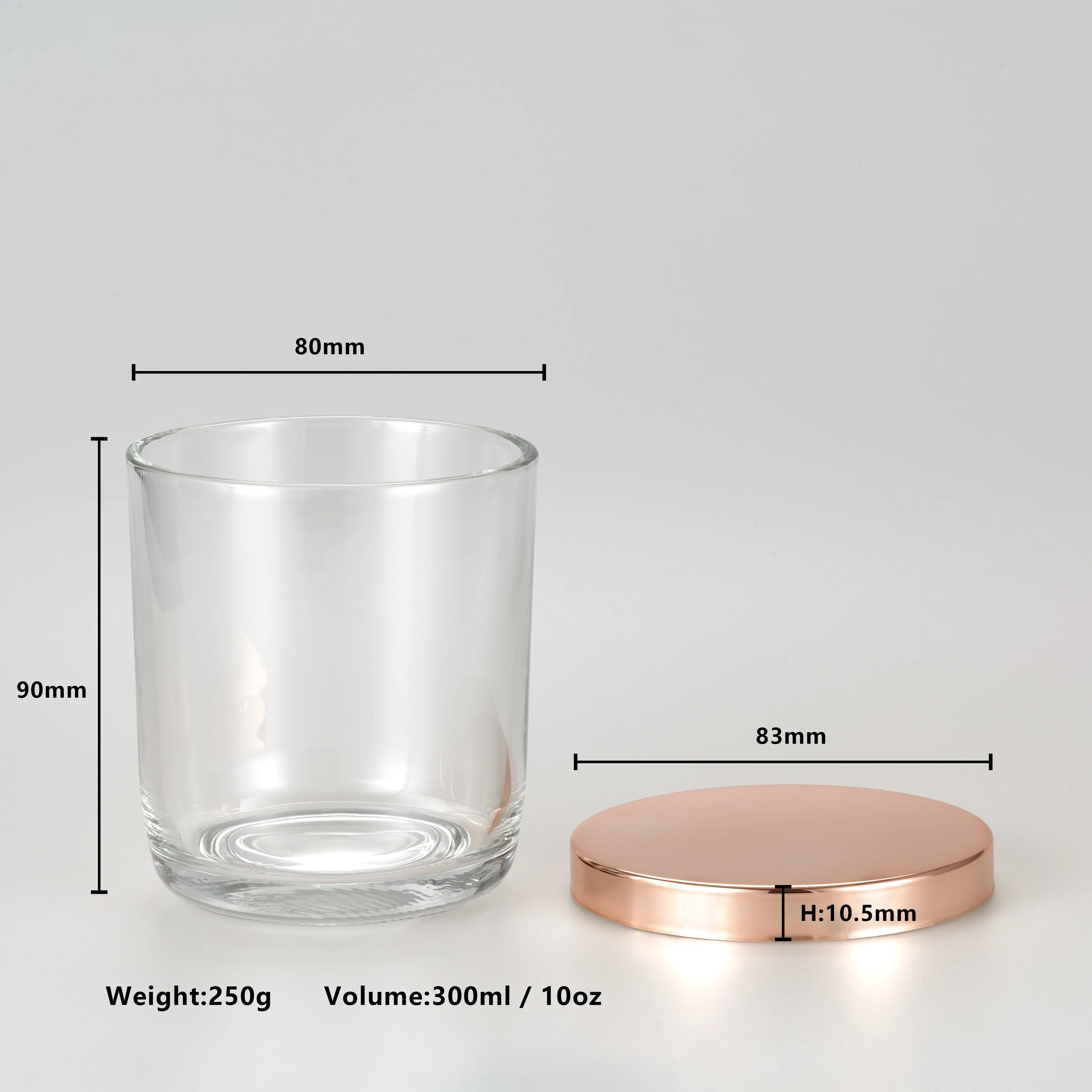 Cambridge Style Glass Candle Jar with Metal Lid for Home Decor