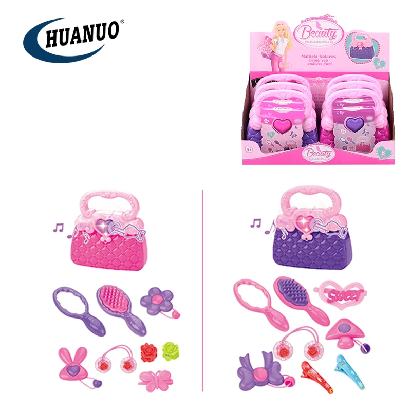 guantes peine juguetes para niñas Q-FQRM Juego de accesorios de princesa mágica con luz peluca 9 unidades espejo musical color azul bolsa juego de joyas