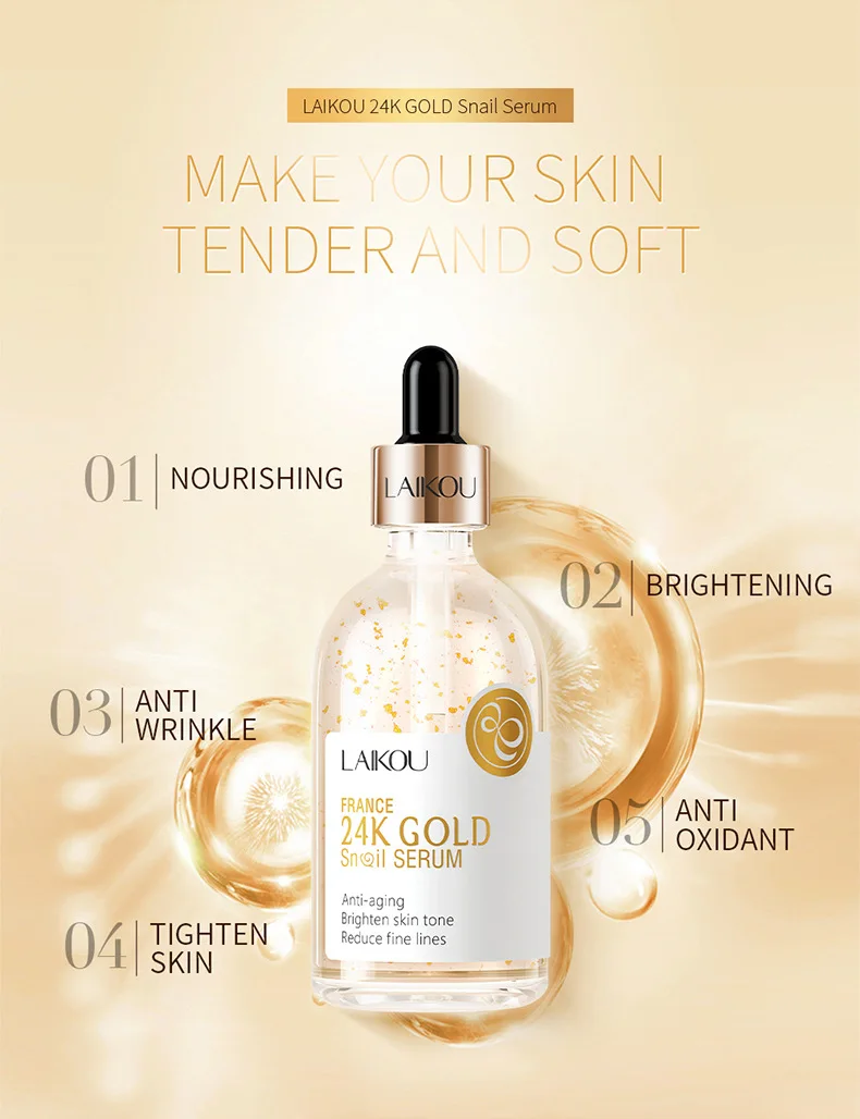 LAIKOU 24K Gold Snail Serum - Anti Aging & Moisturizing