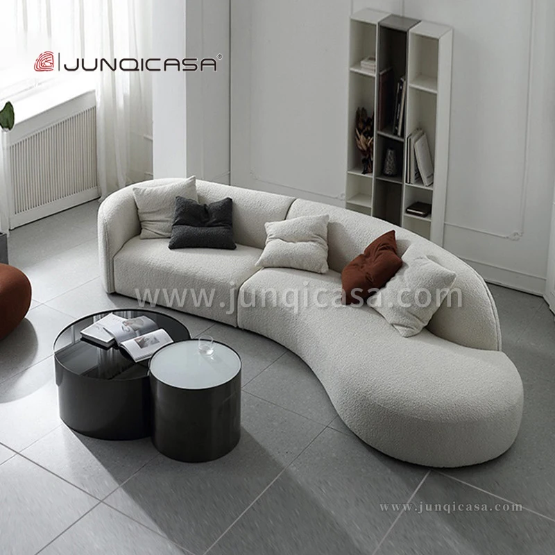 Modern Modular Sectional Sofa Counter Home Luxurious White Curved Velvet Fabric Sofa Bed Lounge Office Waiting Couch