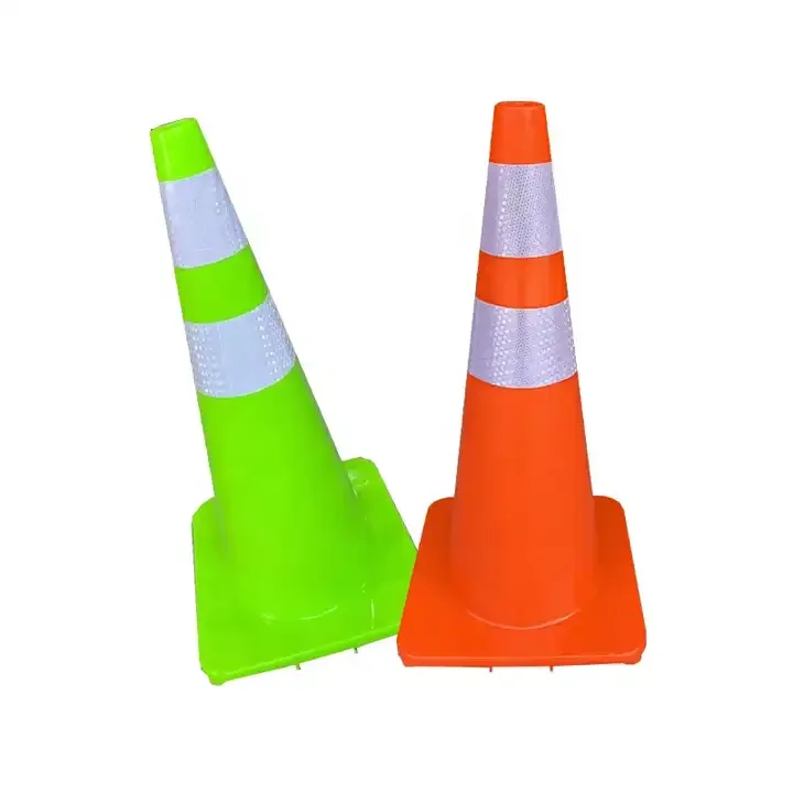 Factory cheap price standard 70 cm 28 inch PVC Green Yellow Traffic Safety Cone