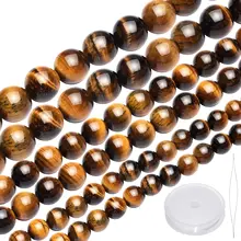 20 Years Factory Natural Tiger Eye Beads Round Gemstone Loose Bead 3 Size Crystal Healing Stone for Jewelry Making 6mm/8mm/10mm