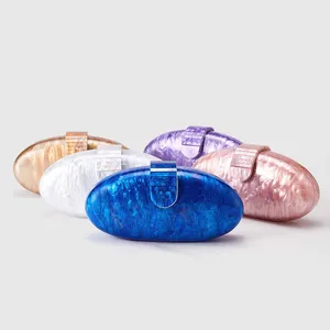 Factory Direct Custom Single Shoulder Crossbody Bag New Goose Egg Acrylic Fashion Evening Bag Square Pattern Chain