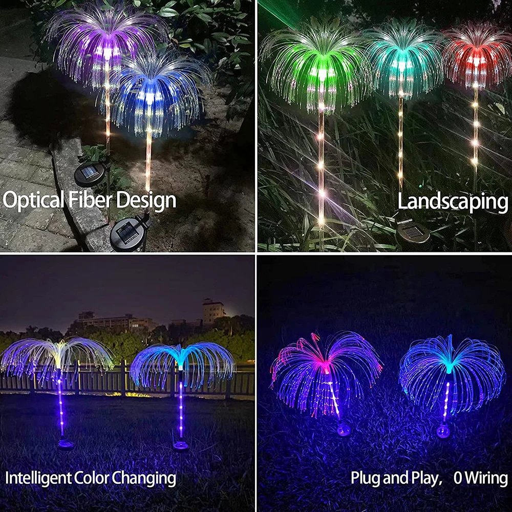 Waterproof Fiber Optic Decorative Solar Lights Outdoor Jellyfish Night