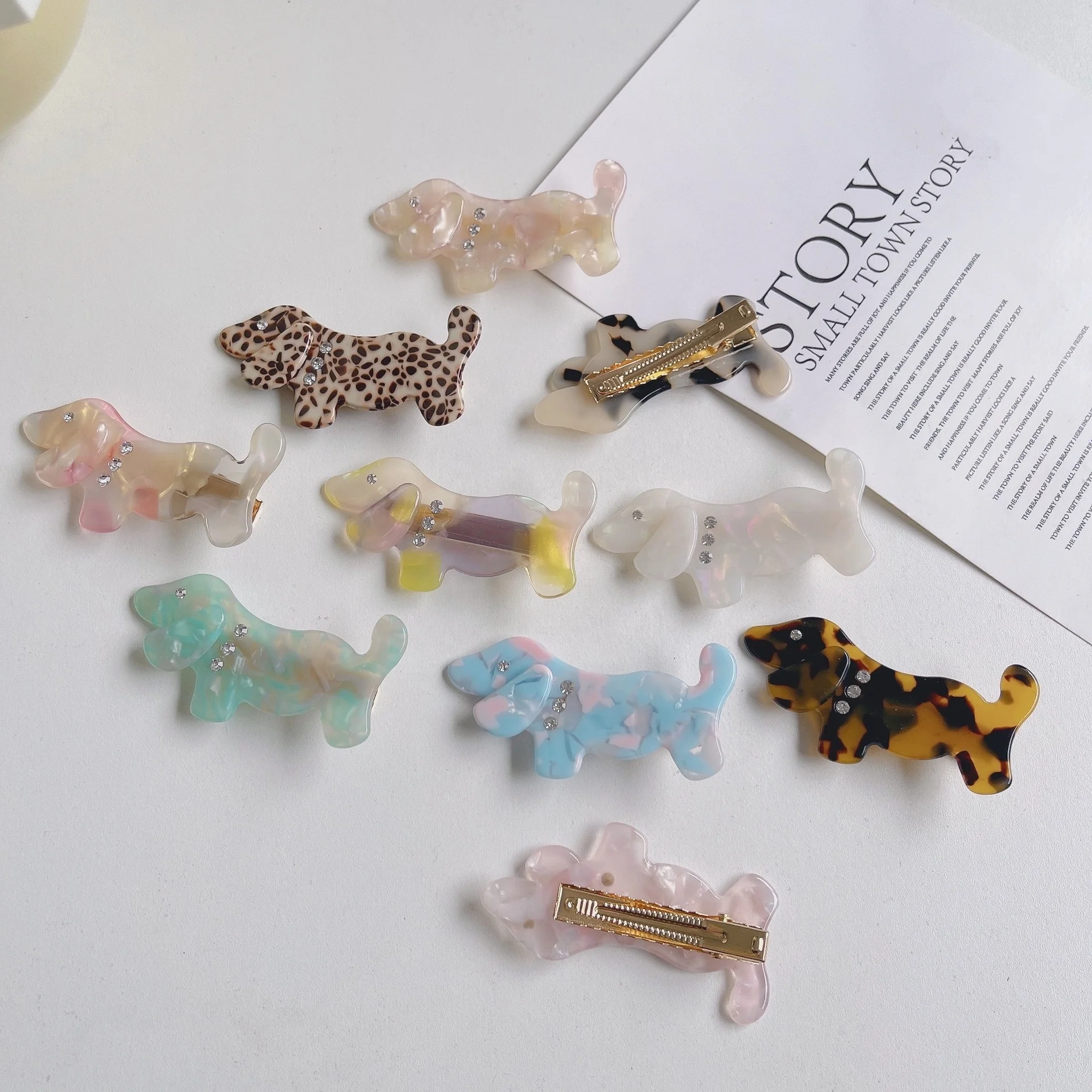 Mio Wholesale 10 Patterns Cute Dog Shape Hairpin Shiny Crystal Beads  Acetate Duckbill Hair Clip Hairgrips - Buy Best Quality Girls Dog Shape  Hair ...