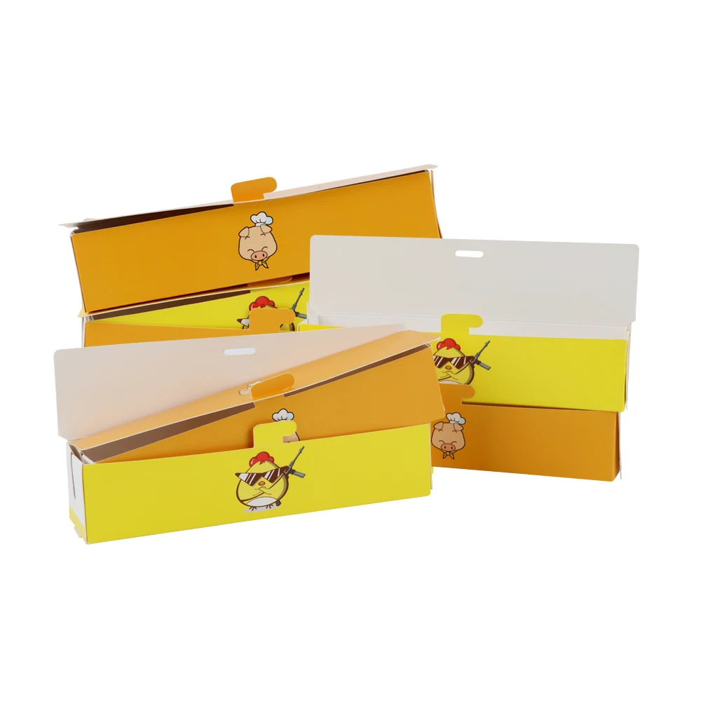 Custom Printed Korean Disposable Cardboard Paper Tray Corn Dog Hot Dog Food Packaging Fast Food Takeaway Snack Box Foil