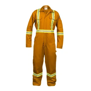 Poly Cotton Zipper Front Coverall with 2'' Reflective Tape Protective Safety Coverall Work Uniforms Clothing