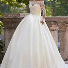Wedding 2021 Latest Off Shoulder Lace Sexy Deep V-Neck Dress Lace Hollow Bridal Wedding Long Sleeves Wedding Dresses